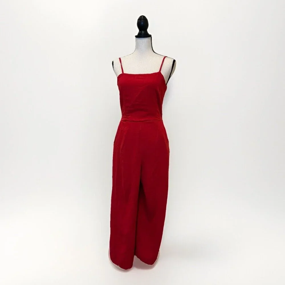 Oak + Fort Jumpsuit Women’s Medium Wide Leg Tie Back Mark On Ankle - Picture 1 of 16